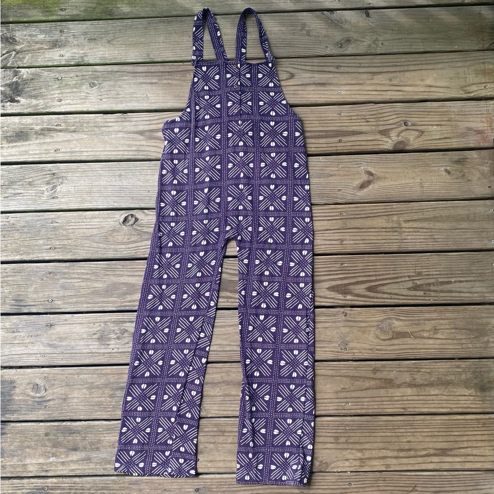 add + ayo Purple and White Jersey Print Overalls